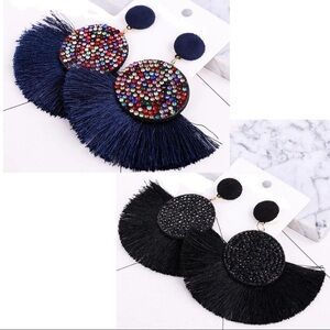 Boho Tassel Rhinestone Dangle Earrings